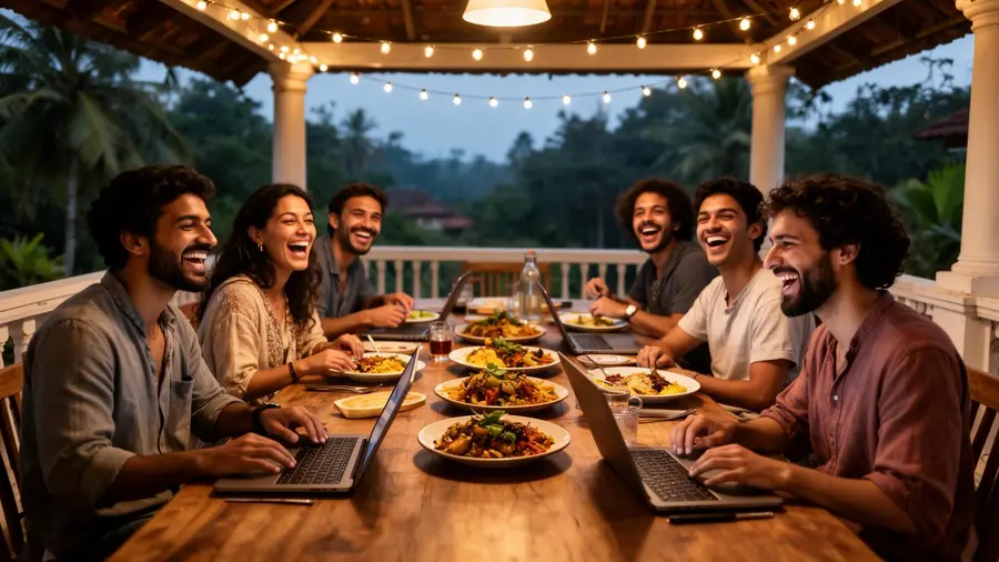 Long-table dinner with travellers in Fort Kochi